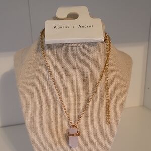 GAP Gold Necklace with Pink Pendant